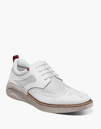 Beckham Wingtip Lace Up in White.                        