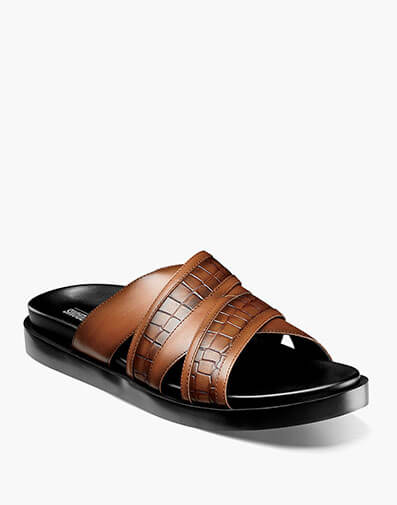 Mondo Cross Strap Slide Sandal in Cognac for $$65.00