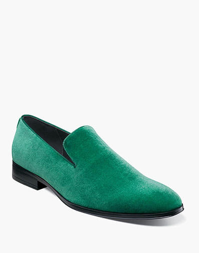 Savian Plain Toe Velour Slip On in Emerald for $$80.00