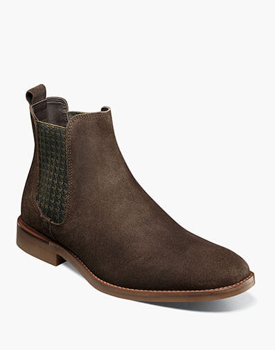Gabriel Plain Toe Chelsea Boot in Brown Suede for $$120.00