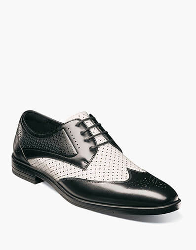 Asher Wingtip Lace Up in Black w/White for $$120.00