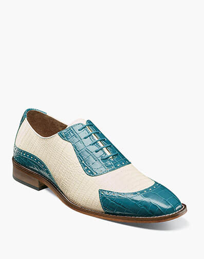 Tarango Modified Cap Toe Oxford in Navy with Teal for $$115.00