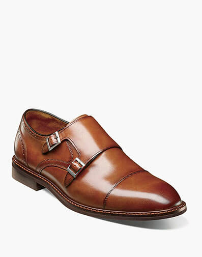 Boswell Cap Toe Double Monk Strap in Brandy for $$130.00