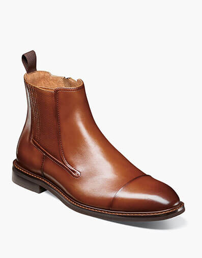 Berkshire Cap Toe Side Zip Boot in Brandy for $$150.00