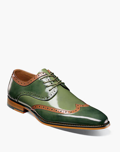 Tindall Wingtip Oxford in Olive Multi for $$150.00