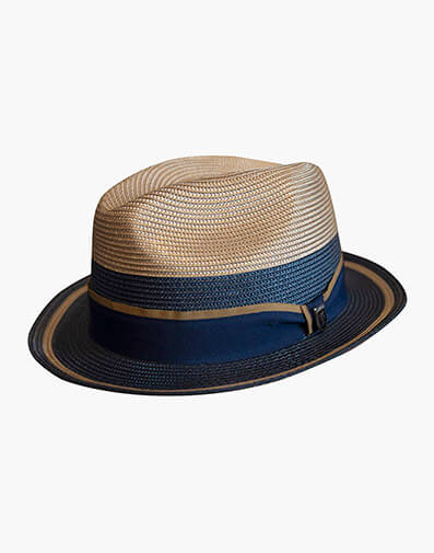 Morven Fedora Poly Braid Pinch Front Hat in Navy for $50.00
