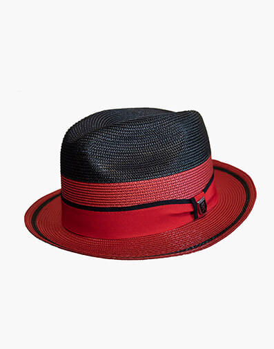 Morven Fedora Poly Braid Pinch Front Hat in Burgundy for $50.00