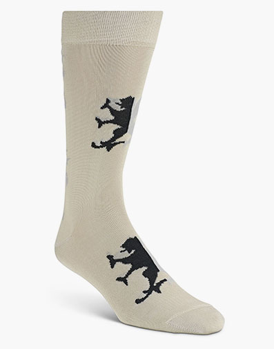 Two Toned Griffin Men's Crew Dress Sock in Bone for $9.00
