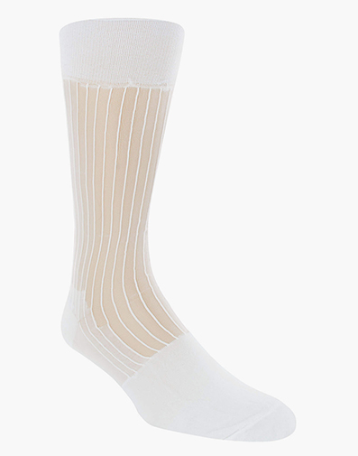 Silky Ribbed Men's Crew Dress Sock in White for $9.00