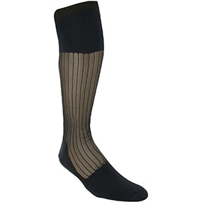 Silky Stripe Ribbed Men's Over Calf Dress Sock in Black for $$6.90