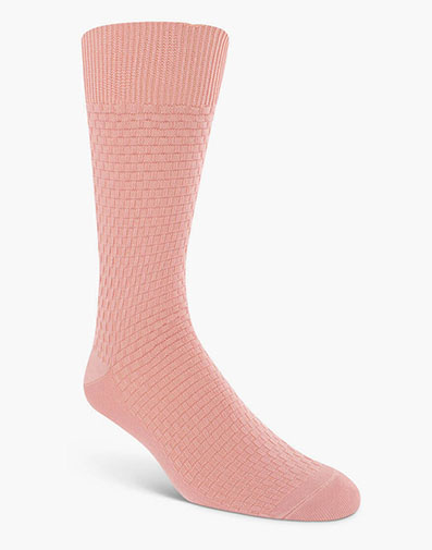 Basket Weave Men's Crew Dress Sock in Ballet Pink for $9.00