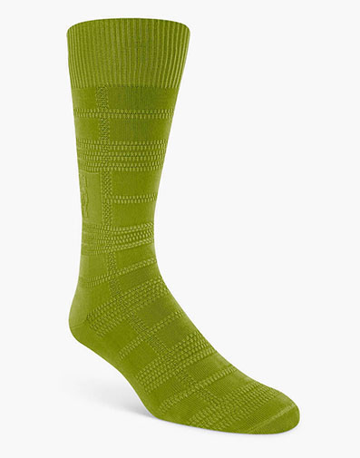 Tonal Plaid Men's Crew Dress Sock in Mint Green for $9.00
