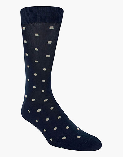 Classic Dots Men's Crew Dress Sock in Indigo for $9.00