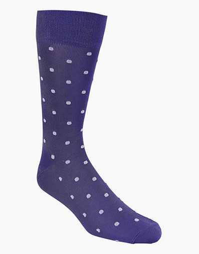 Classic Dots Men's Crew Dress Sock in Purple for $9.00
