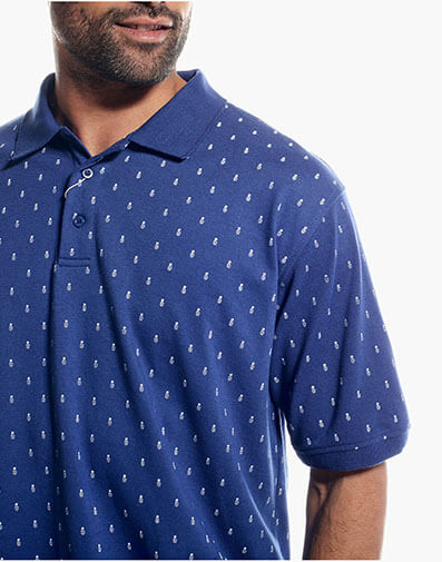 Robin Pineapple Print Polo in Navy Suede for $49.00