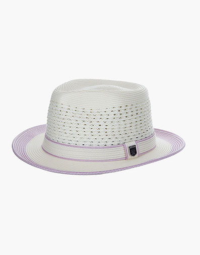 Tyrone Fedora Poly Braided Pinch Front Hat in Lavender for $$45.00