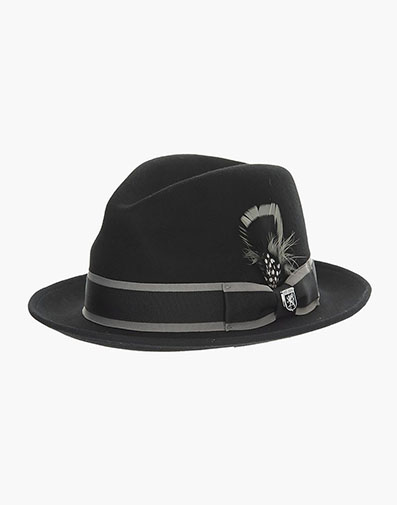 Macon Fedora Wool Felt Pinch Front Hat in Black for $$70.00