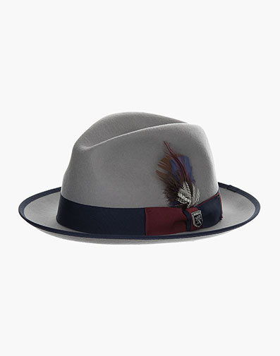 Evren Fedora Wool Felt Pinch Front Hat in Gray for $$70.00