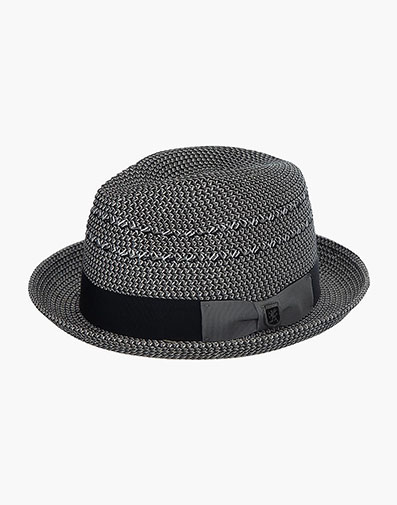 Asher Fedora Paper Braided Pinch Front Hat in Black for $$45.00