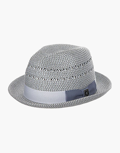 Asher Fedora Paper Braided Pinch Front Hat in Gray for $$45.00