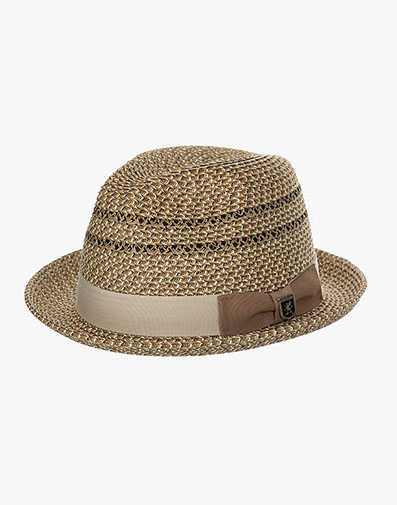 Asher Fedora Paper Braided Pinch Front Hat in Tan for $$45.00