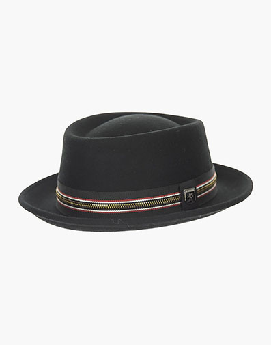 Porkie Porkpie Hat Wool Felt Flat Top Hat in Red for $$70.00