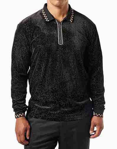 Mateo Long Sleeve Polo in Black for $69.00