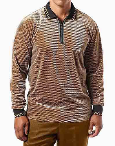 Mateo Long Sleeve Polo in Tan for $$39.90