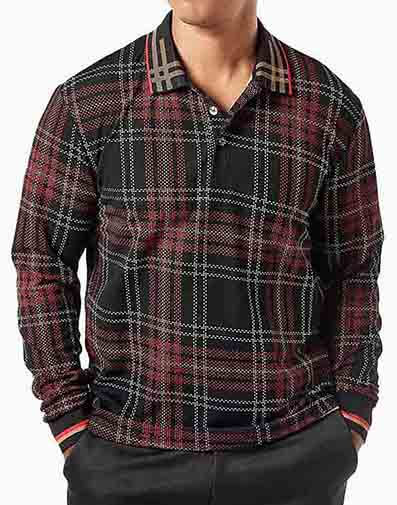 Marcus Long Sleeve Polo in Red for $$39.90