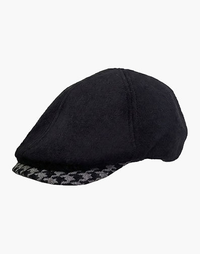 Sorvino Flat Cap Wool Flat Cap in Black for $$45.00