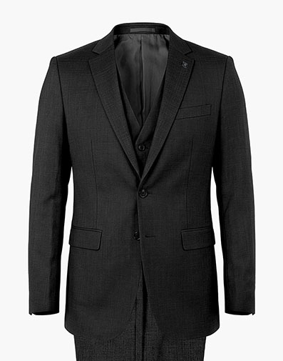 Shane 3 Piece Vested Suit in Black for $$250.00
