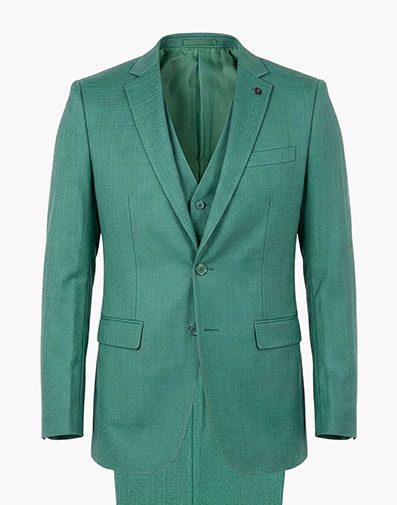 Shane 3 Piece Vested Suit in Green for $$250.00