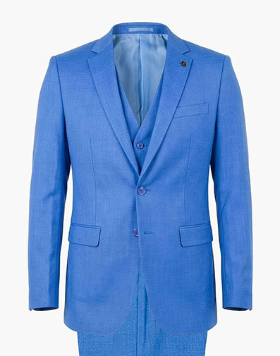 Shane 3 Piece Vested Suit in Blue for $$250.00