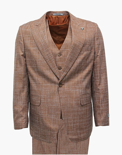 Willis 3 Piece Vested Suit in Rust for $$325.00