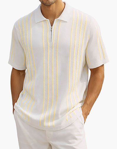 Logan Quarter Zip Polo Shirt in White for $$69.00