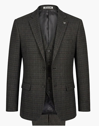 Cagney 3 Piece Vested Suit in Black for $$250.00