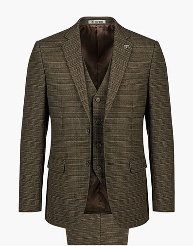 Cagney 3 Piece Vested Suit in Brown for $$250.00
