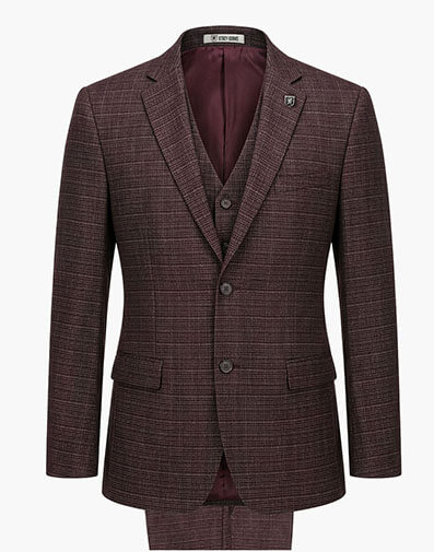 Cagney 3 Piece Vested Suit in Burgundy for $$250.00