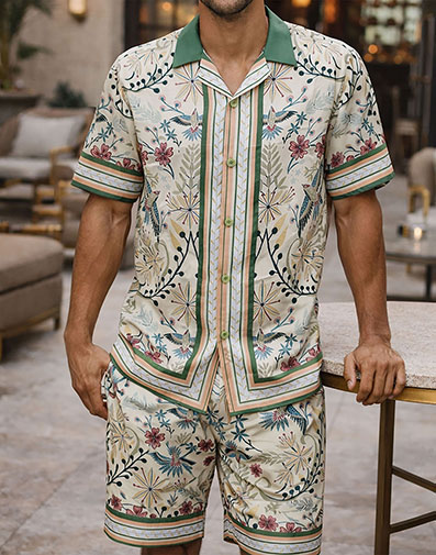 Knight Short Set in Cream Multi for $$99.00