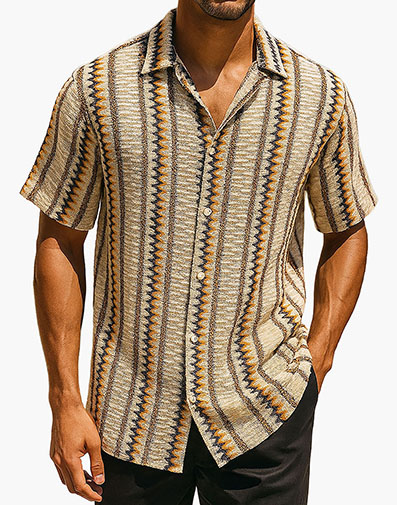 Harrison Button Down Shirt in Taupe Multi for $$59.00