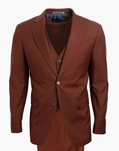 Hoffman 3 Piece Vested Suit in Brown for $$295.00