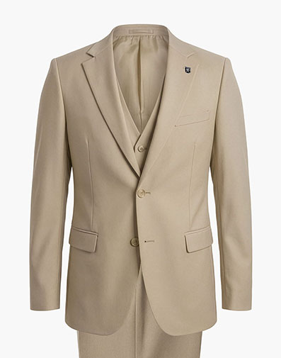 Hoffman 3 Piece Vested Suit in Tan for $$225.00