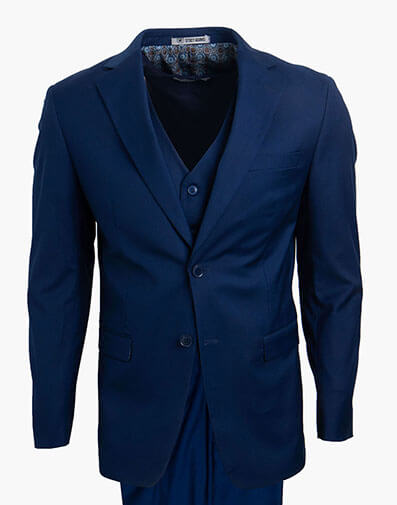 Hoffman 3 Piece Vested Suit in Indigo for $295.00