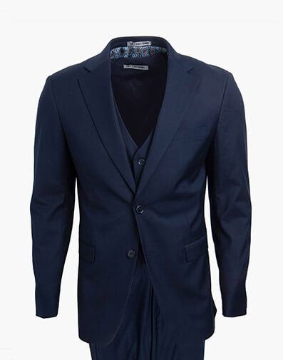 Hoffman 3 Piece Vested Suit in Navy for $$295.00