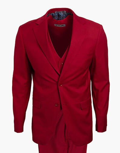 Hoffman 3 Piece Vested Suit in Red for $$295.00