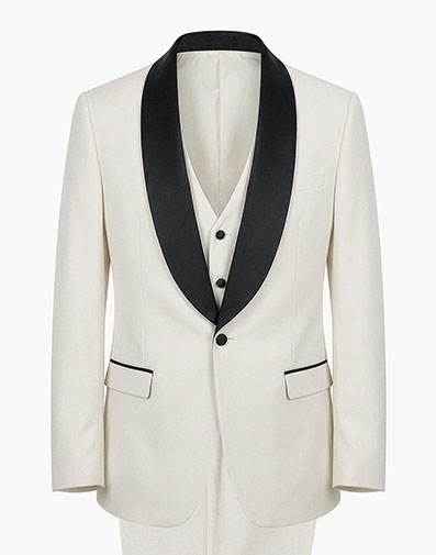 Calloway 3 Piece Vested Tux in Ivory for $$250.00