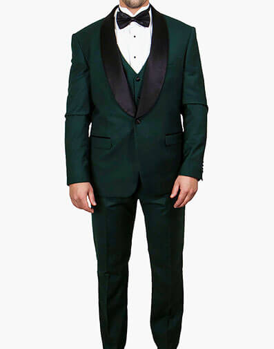 Calloway 3 Piece Vested Tux in Green for $$325.00