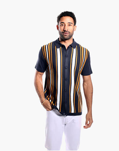 Kieran Button Down Shirt in Navy Multi for $69.00