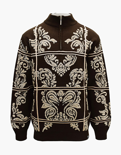 Grant Quarter Zip Sweater in Brown for $$129.00