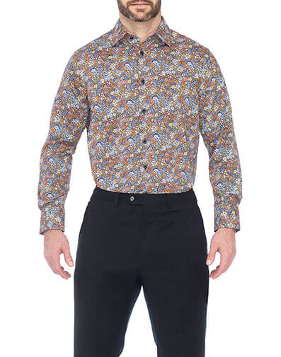 Pietro Dress Shirt Spread Collar in Black Multi for $$79.00